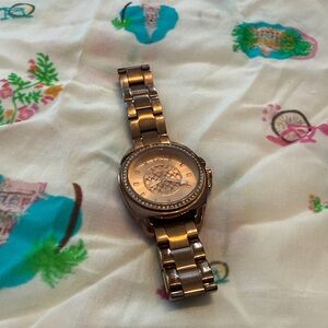 Coach Rose Gold Stainless Steel Boyfriend Watch with crystal embellishment